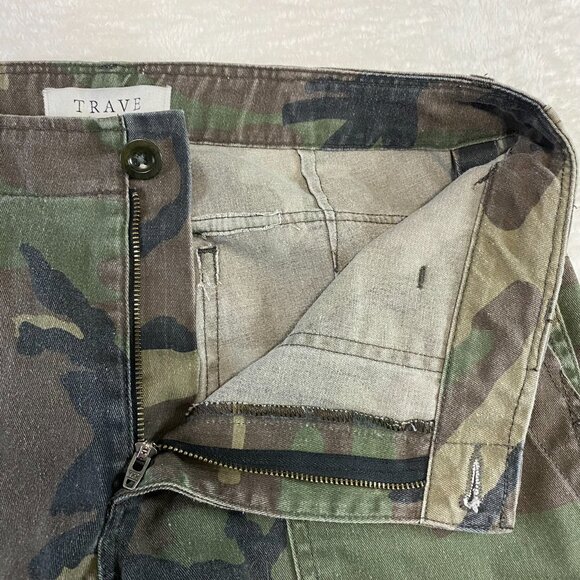 Trave Jeans Womens 29 Green Camo Camouflage Gwen Mid Rise Straight Casual Pants - Picture 4 of 11